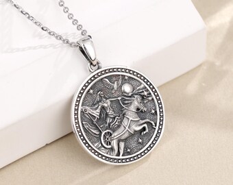 Sterling Silver Selene Goddess Necklace, Greek Mythology NYX Moon Goddess Pendant Spiritual Amulet, Witchy Jewelry, Birthday Gift for her