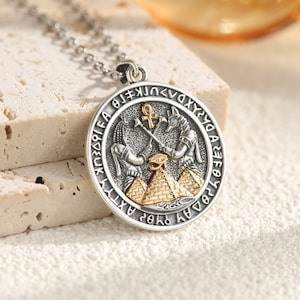 Sterling Silver Gold Plated Anubis Pendant Necklace, Ancient Egyptian Protector Symbol Amulet, Mythology Jewelry, Birthday Gift for Him