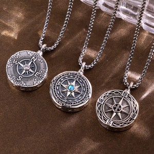 Sterling Silver Compass Cremation Urn Necklace, Guiding Star Memorial Pendant, Personalized Ashes Holder, Keepsake Jewelry, Sympathy Gift
