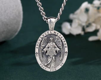 925 Sterling Silver Archangel Metatron Necklace, Sacred Geometry Metatron Cube Pendant, Religious Protection Amulet Jewelry, Spiritual Gift