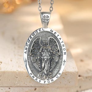 Sterling Silver Archangel Metatron Necklace, Sacred Geometry Amulet, Metatron&#39;s Cube Pendant for Spiritual Protection, Healing Jewelry Gift