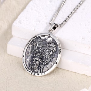 Heiliger Geist Halskette, Heiliger Geist Taube Charme, Heiliger Geist Medaille, Vater und Sohn Schmuck, Konfirmationsgeschenk, Weihnachtsgeschenk