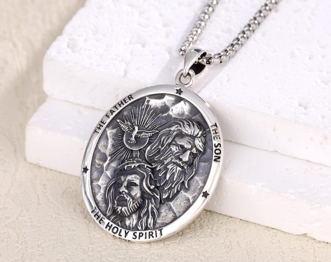 Sterling Silver Holy Spirit Necklace, Holy Spirit Dove Medal Pendant ...