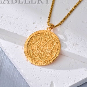 Gold Religiöse Sieben Erzengel Halskette, Sterling Silber 7 Erzengel Siegel Anhänger, Schutz Salomon Amulett Geschenk, Herren Silber Schmuck