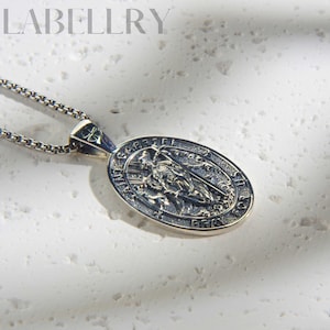 Collana di San Gabriele in argento sterling 925, ciondolo dell'Arcangelo Gabriele, preghiera dell'angelo custode per noi, gioielli religiosi, regalo di Natale