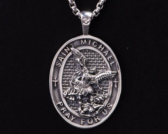 Collana in argento sterling 925 con San Michele Arcangelo, medaglia dell'angelo custode di San Michele, ciondolo religioso, gioielli cristiani, regalo per la comunione