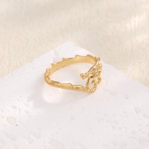 Sterling Silver Dragon Ring, Adjustable Chinese Dragon Jewelry Fantasy Ring, Gothic Statement Ring, Gold Animal Ring, Mythical Gift for Her image 9