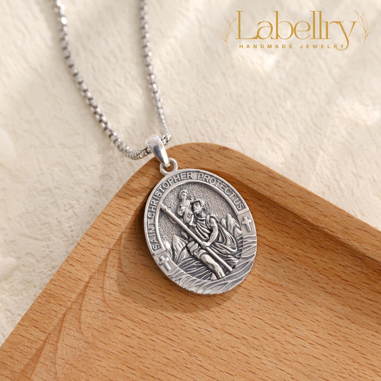 Sterling Silver St Christopher Necklace for Men, Saint Christopher ...