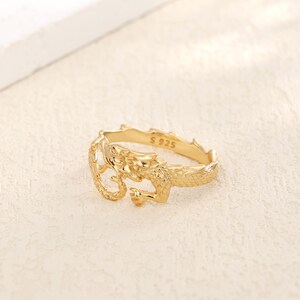 Sterling Silver Dragon Ring, Adjustable Chinese Dragon Jewelry Fantasy Ring, Gothic Statement Ring, Gold Animal Ring, Mythical Gift for Her image 10