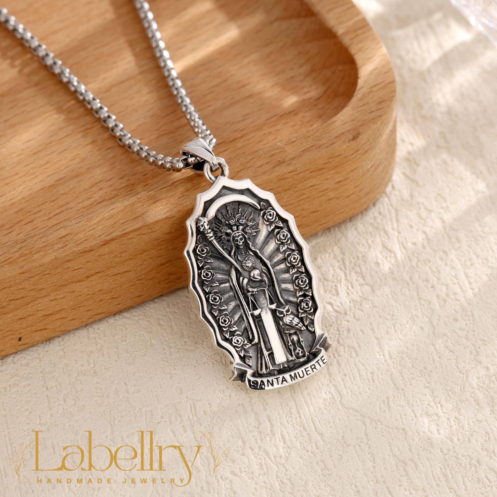 Collana Con Teschio In Acciaio Inossidabile, Ciondolo Con Angelo - Foto 11