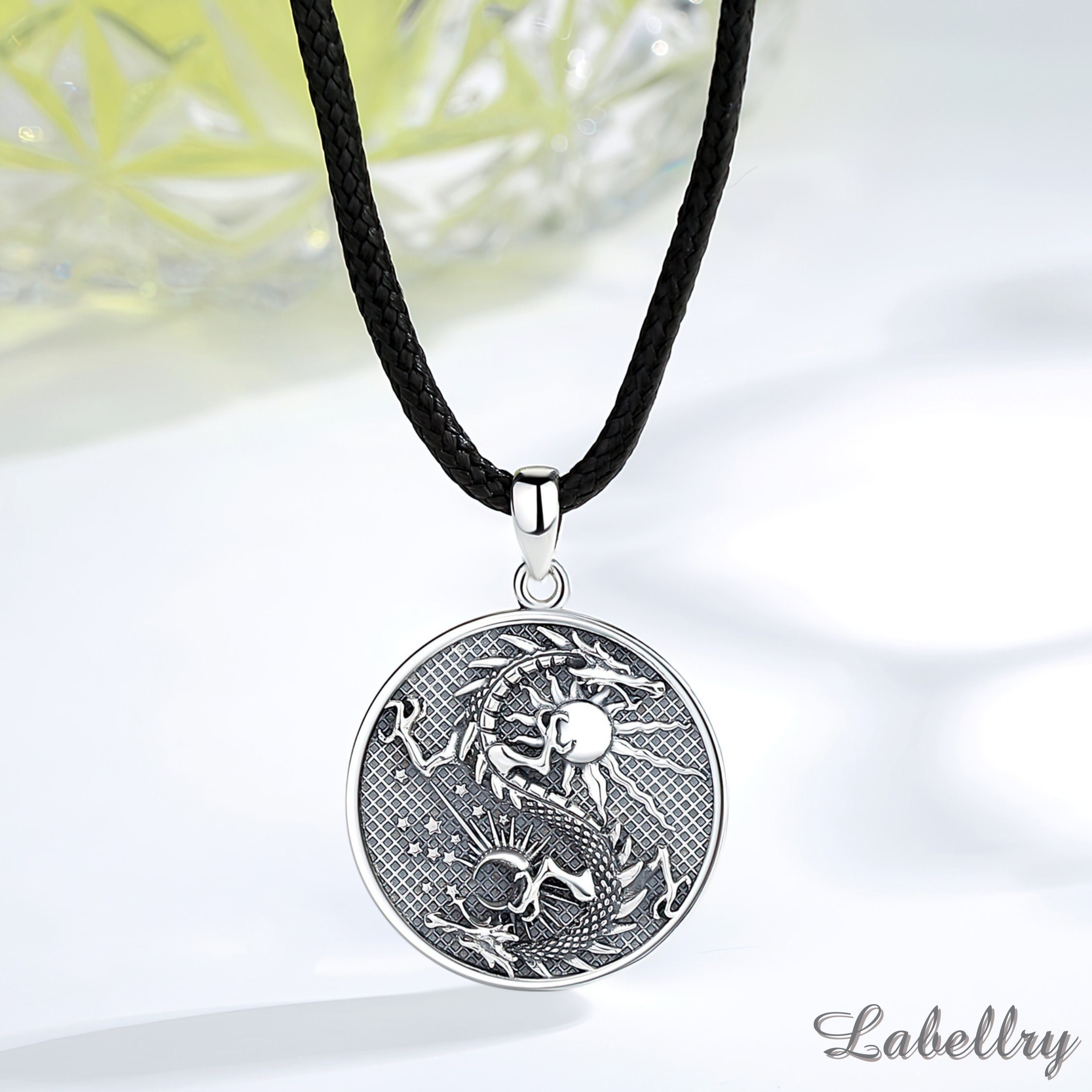 925 Sterling Silver Dragon Necklace, Winged Dragon on Moon Pendant. Dragon  Jewelry Charmed. Choose Italian Chain. 
