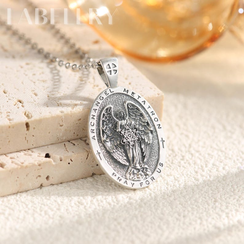 Metatrón Silver Sort Sterling 925m Amulet 24 mm. Aartsengel