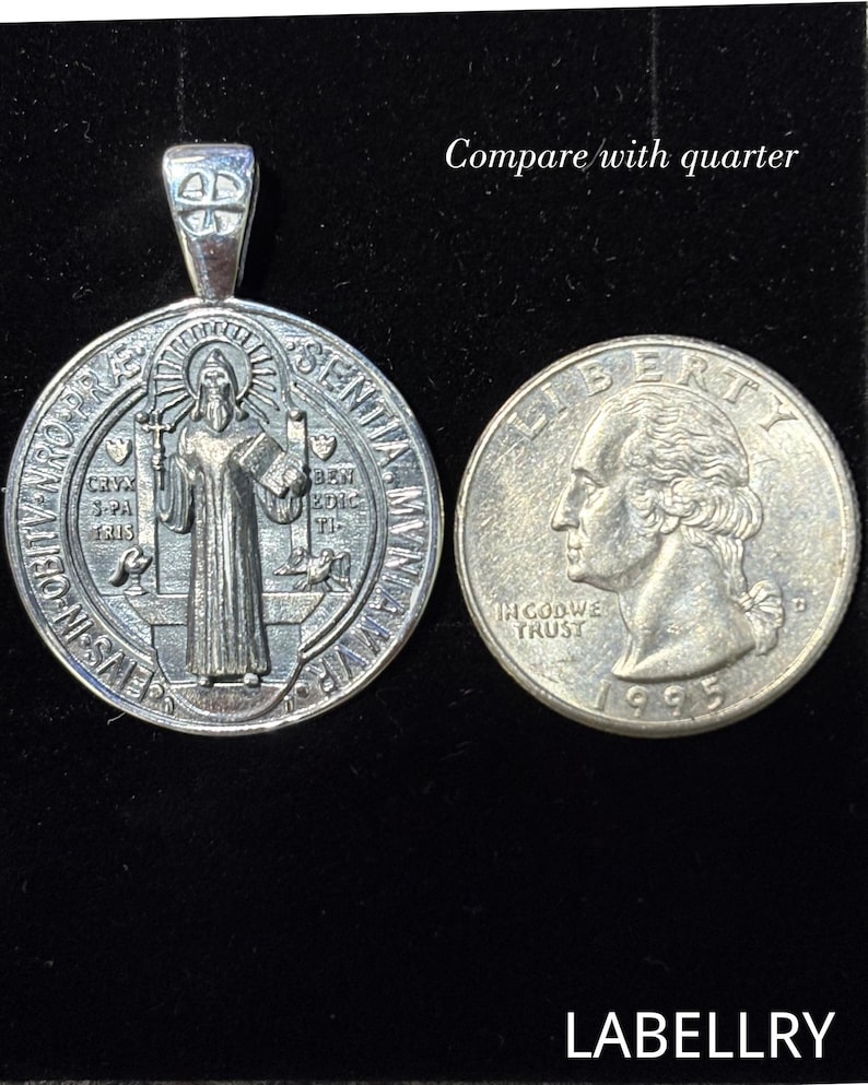 Sterling Silver Saint Benedict Medal, Exorcism St Benedict Necklace, Holy Father Benedict Cross Pendant Protection Amulet, Religious Jewelry image 3