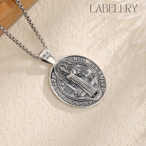 Sterling Silver Saint Benedict Medal, Exorcism St Benedict Necklace, Holy Father Benedict Cross Pendant Protection Amulet, Religious Jewelry image 5
