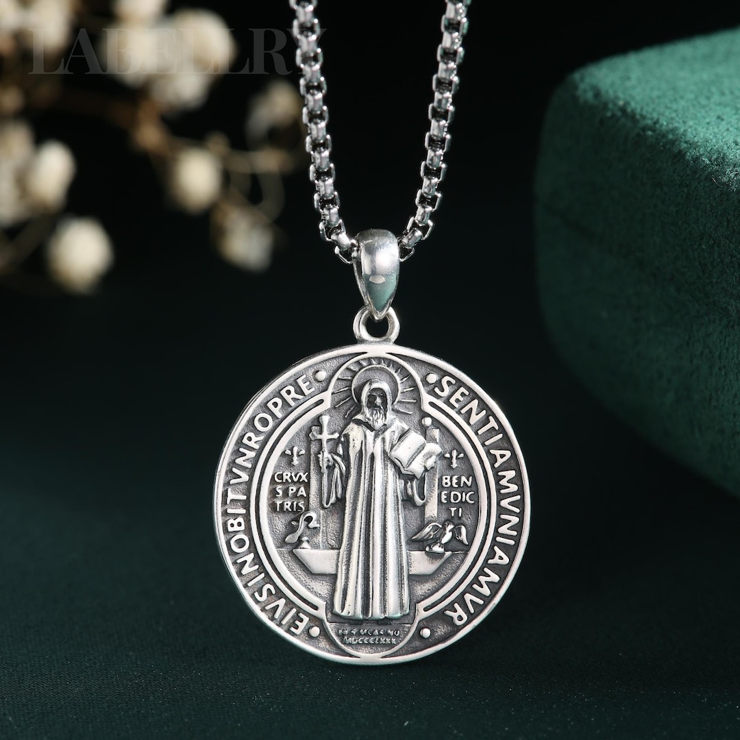 Sterling Silver Saint Benedict Medal, Exorcism St Benedict Pendant ...