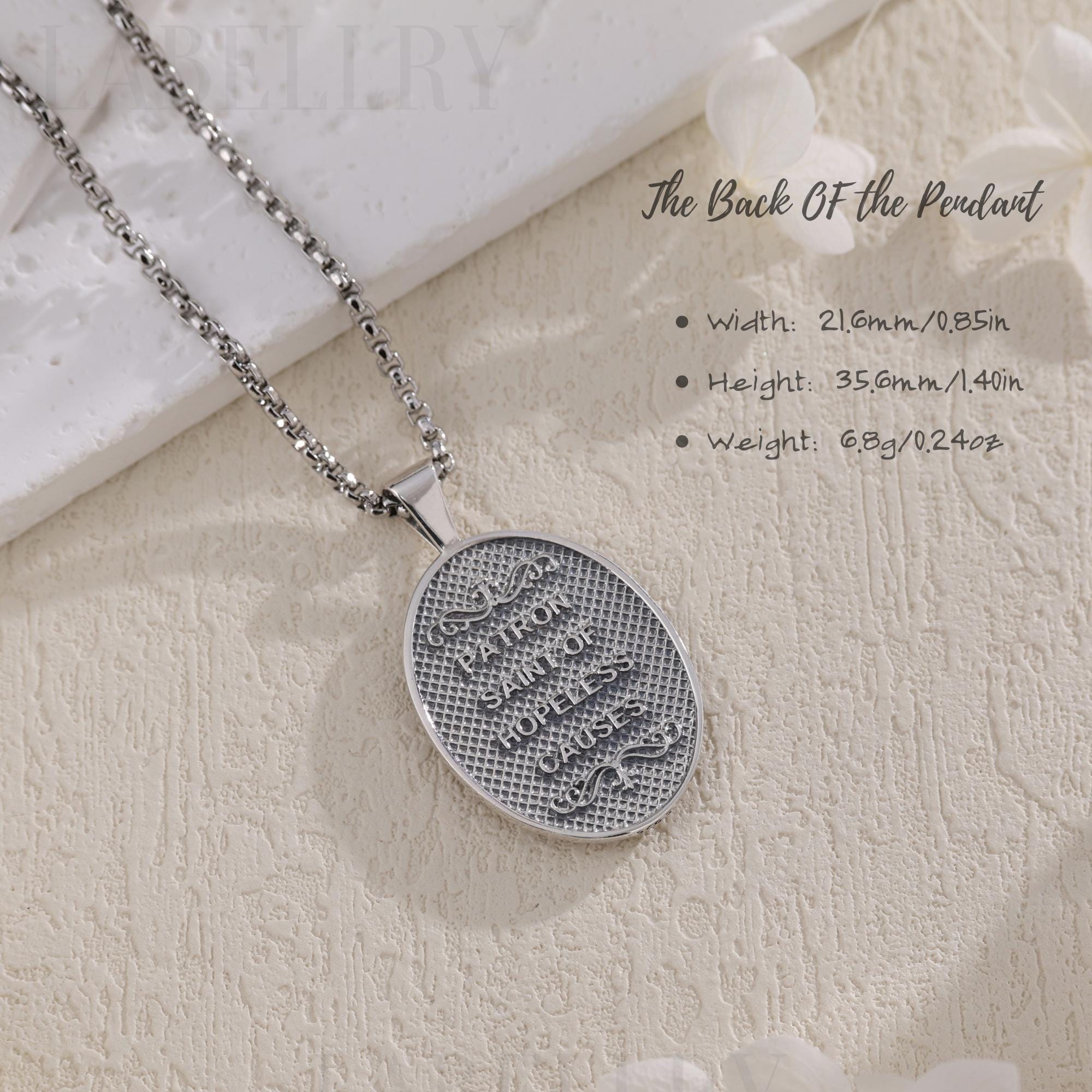 Sterling Silver St Jude Necklace, Patron Saint San Judas Tadeo Pendant ...
