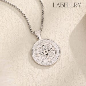 Sterling Silver Saint Benedict Medal, Exorcism St Benedict Necklace, Holy Father Benedict Cross Pendant Protection Amulet, Religious Jewelry image 7