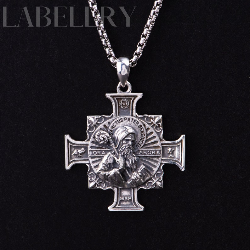 Sterling Silver Saint Benedict Medal, St Benedict Exorcism Cross ...