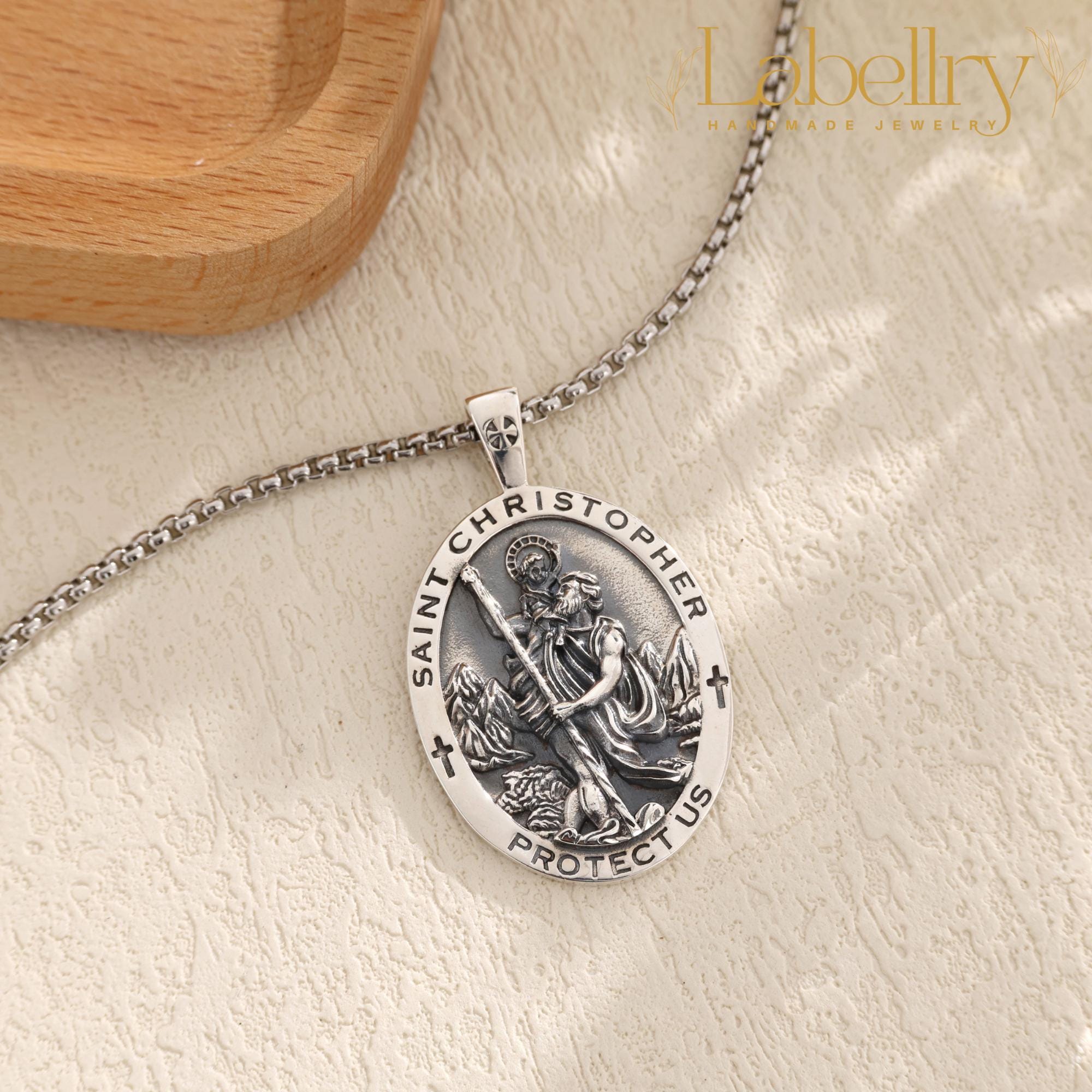 Sterling Silver St Christopher Pendant Necklace, Patron Saint ...