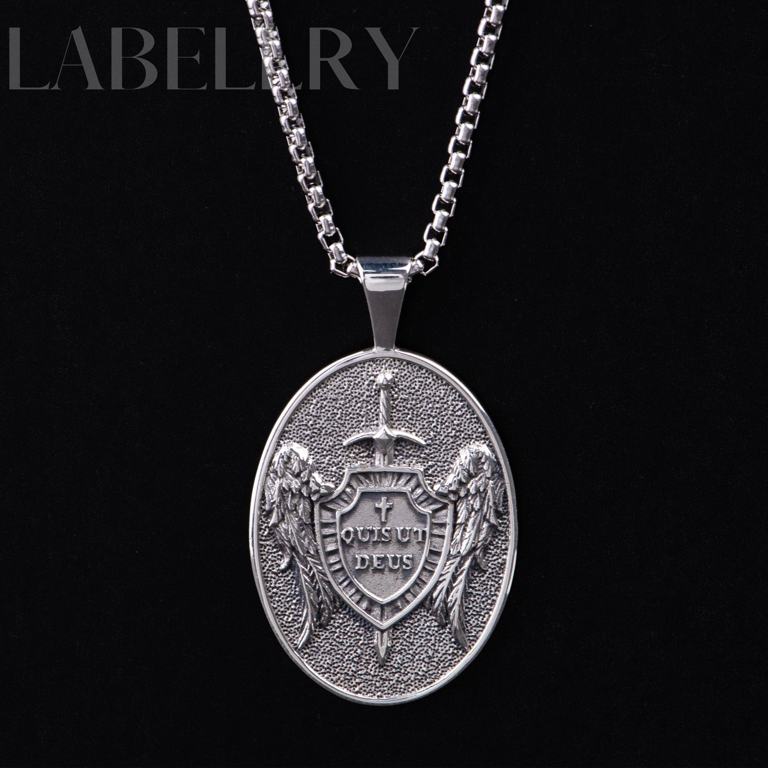 Medaglia Argento Sterling 925 Protezione Collana Con Medaglia