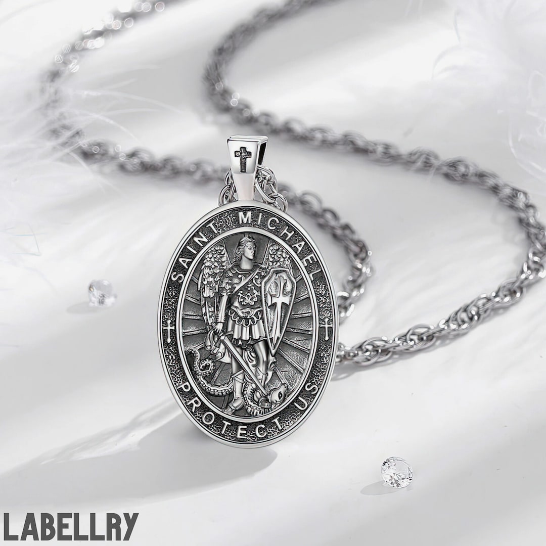 Sterling Silver Saint Michael Pendant Exquisite St Michael Etsy