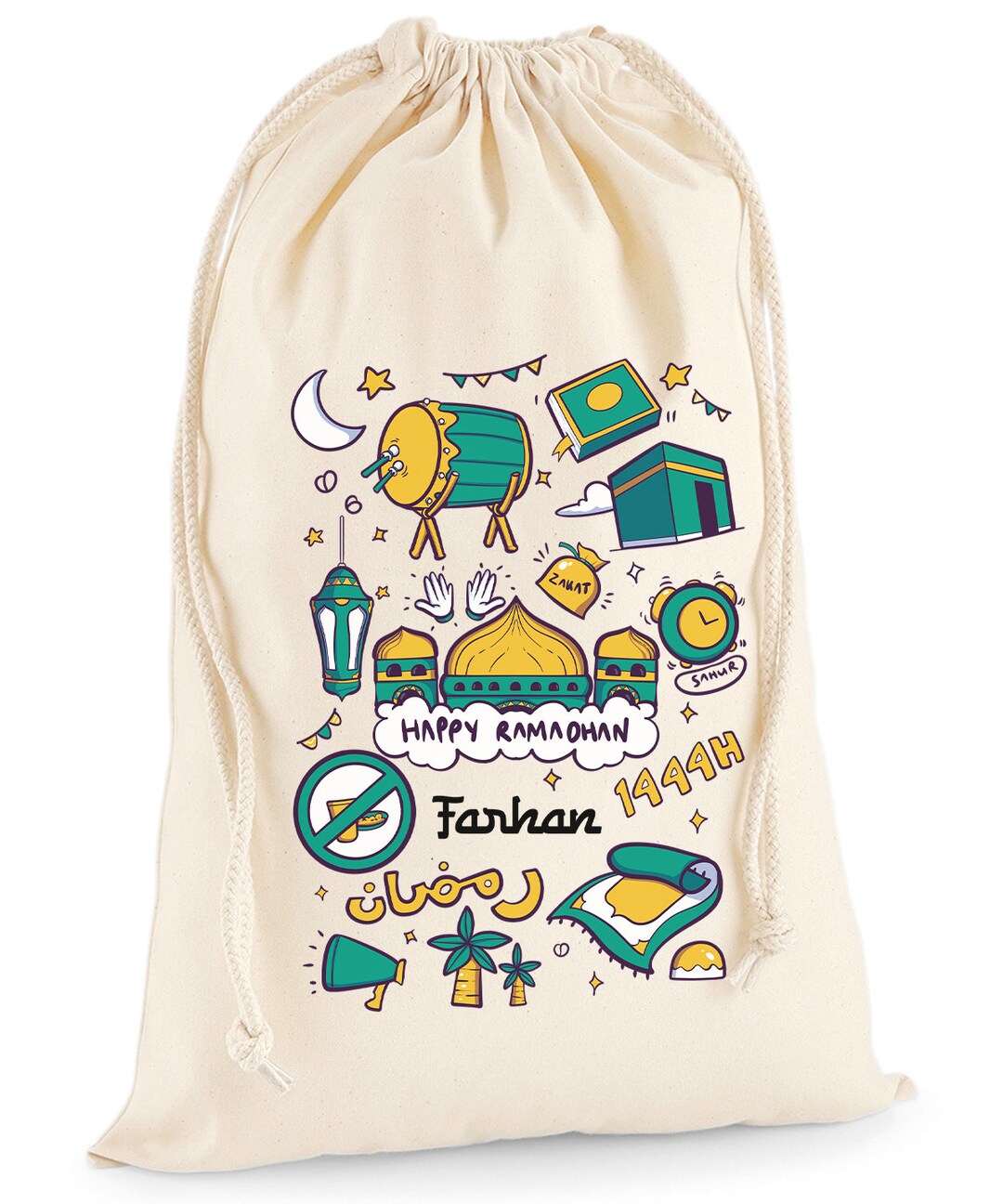Ramadan Gift Bag Personalised Name Eid Mubarak Sack Bag for Kids Gift