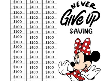 Minnie Savings Challenge 8.5x11 Savings Challenge Printable | Full Sheet Savings Challenge| US Letter Size