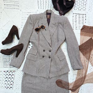 Giacca doppiopetto e gonna vintage anni '40 M L con motivo pied de poule