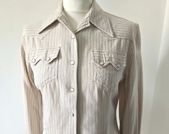 Vintage 1950 Over The Top Striped Western Shirt S/M