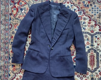 Vintage 1930s Blue Pinstripes Skirt and Blazer Suit