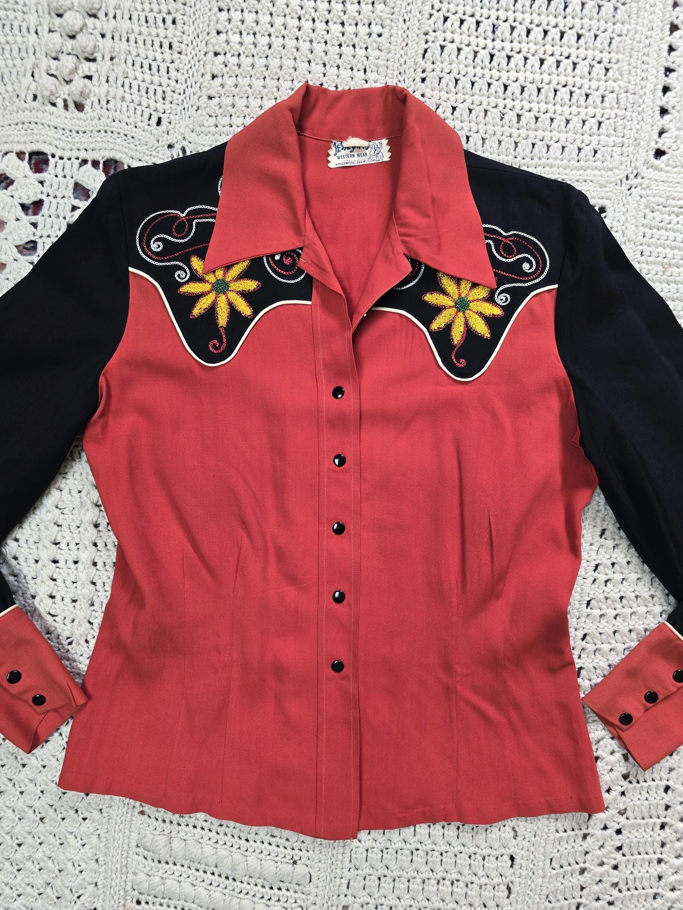 Chemise Western Wrangler – Rose Cachemire – Boutons Pression Perle – Taille M – Vintage