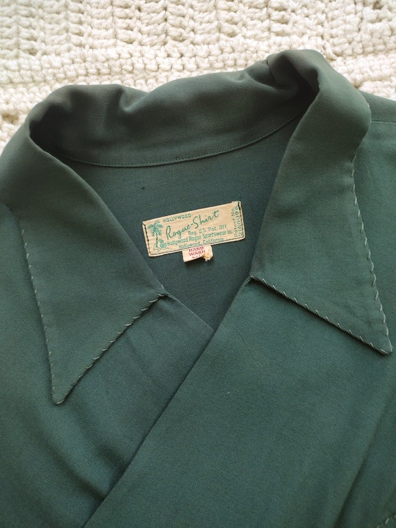 Vintage 1940s 1950s Hollywood Rogue Shirt Overshirt Green 