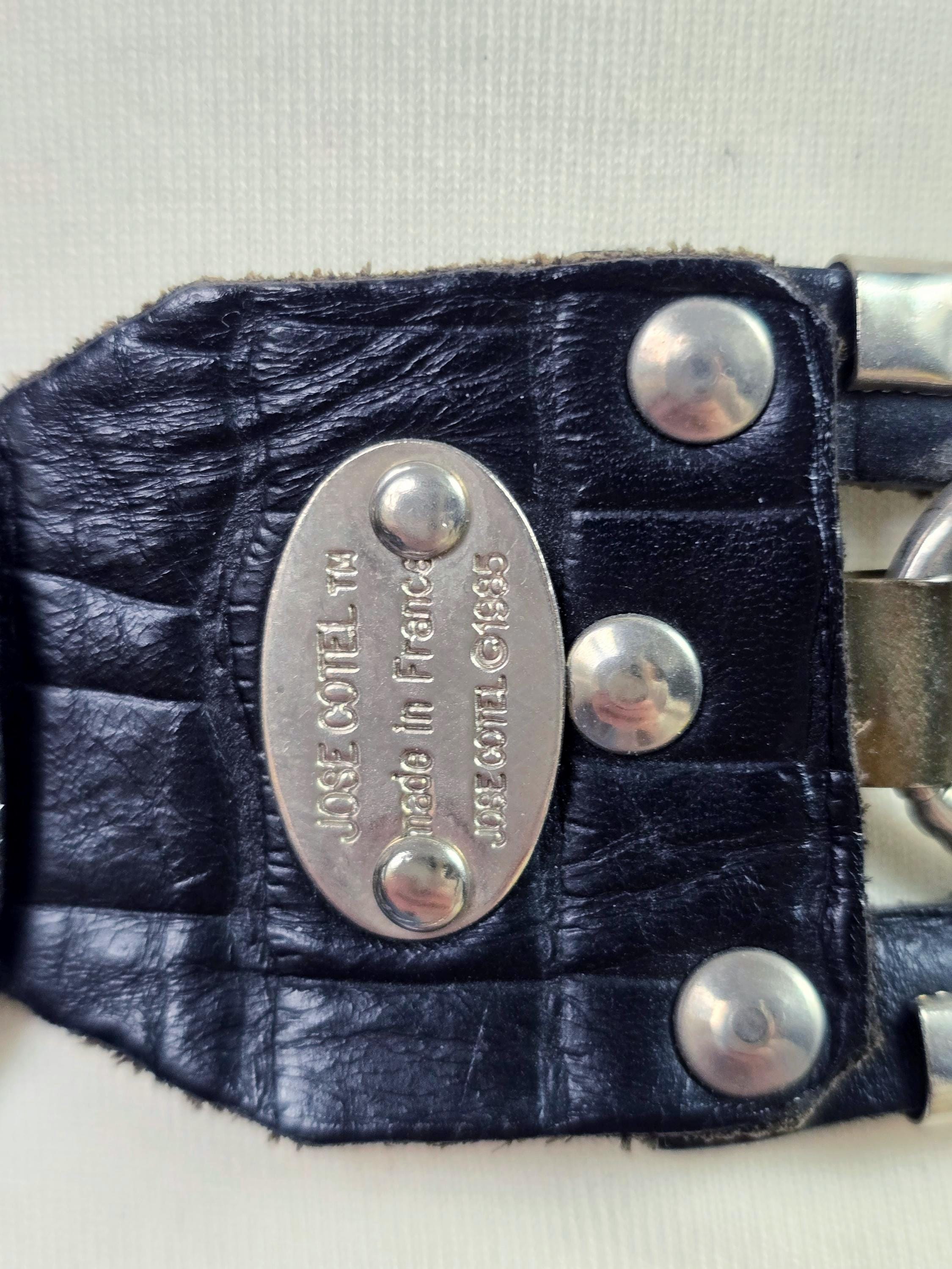 Vintage JOSE COTEL Rhinestone Leather Belt: 1980s Biker  display picture 1