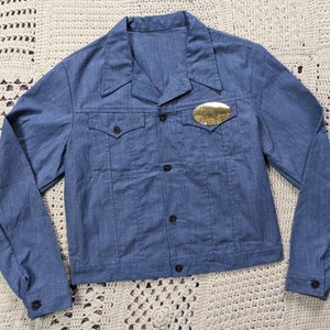 Vintage Deadstock 1960s 1970s Workwear Rockabilly Jacket Chambray Blue