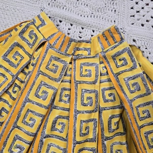 Vintage 1950s Aztec Mexican Inspired Pleated Full Skirt Southwestern