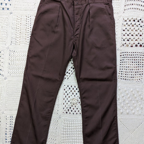 Vintage 1970s 1960s Workwear Brown Pants