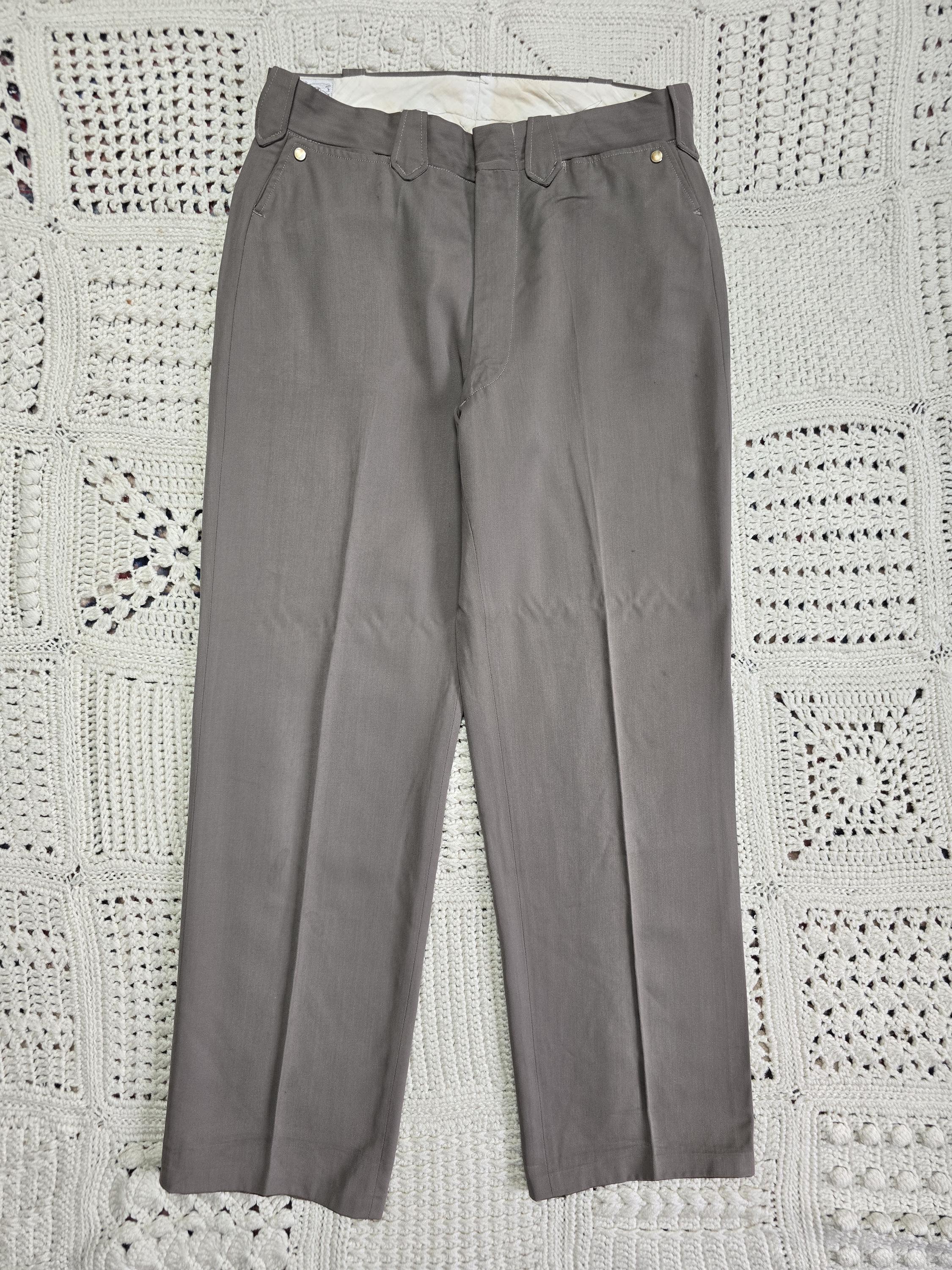 50s gabardine slacks グレー Small 1950s Mens Blue Gray Gabardine Pants Pleated Front