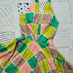 LAST CHANCE - Vintage late 1950s printed halter dress Jackie Morgan