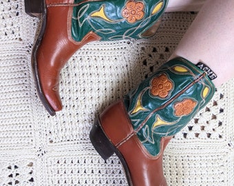 Rare 1940s 1950s Shortie Peewee Cowgirl Boots by Acme 7.5 8