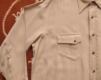 40s 50s Mens Medium Rayon Gabardine Chainstitch Bakery Button 