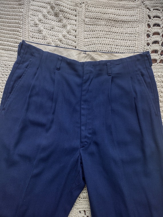Buy Vintage 1940s 1950s Peg Pants Navy Blue Cotton Gabardine 