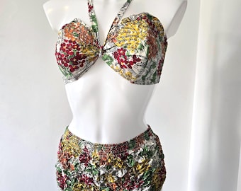Vintage 1950s Deadstock French Bikini 2 piece Swimsuit Medium Swimming Costume