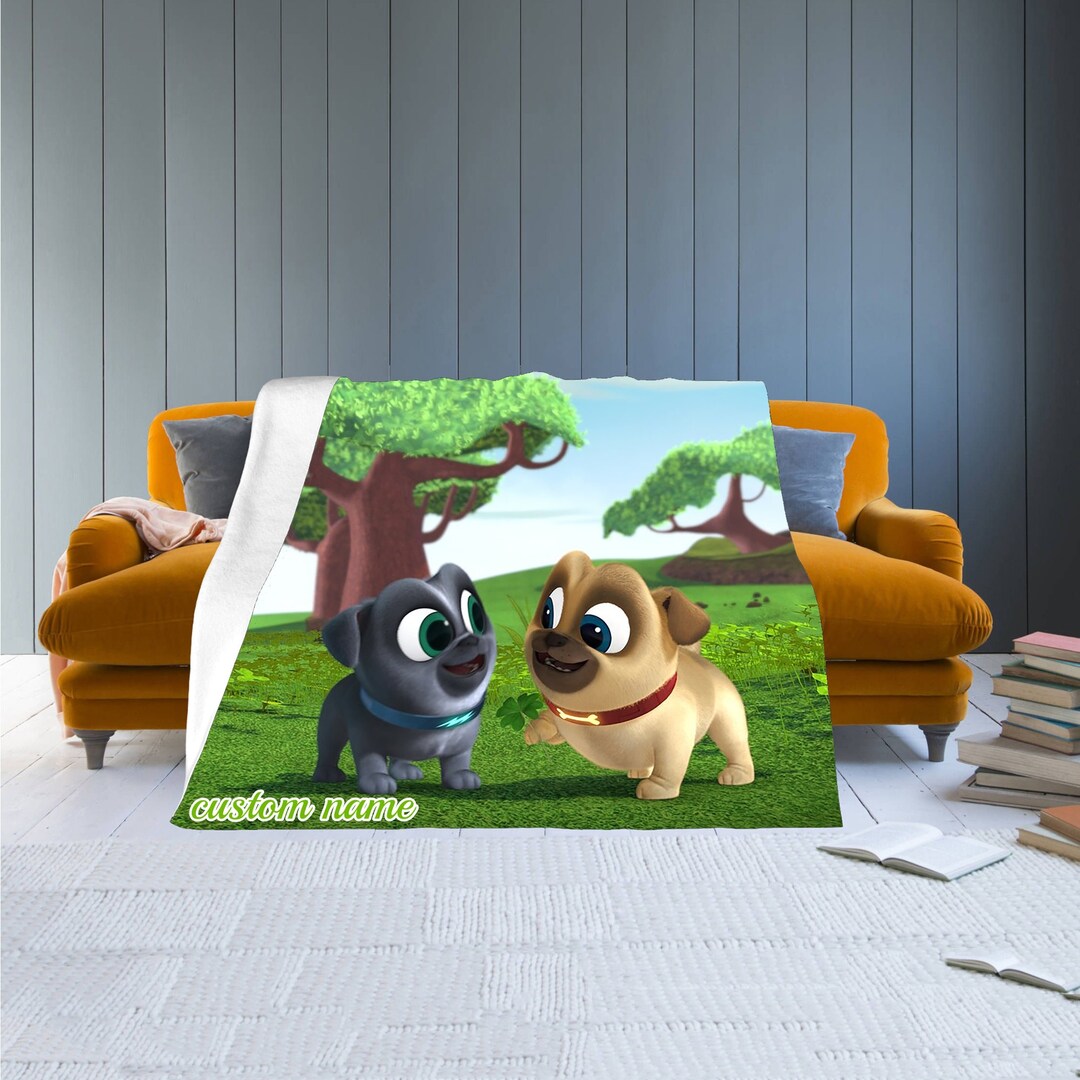 Disney Puppy Dog Pals Custom Name Soft Flannel Blanket Throw All