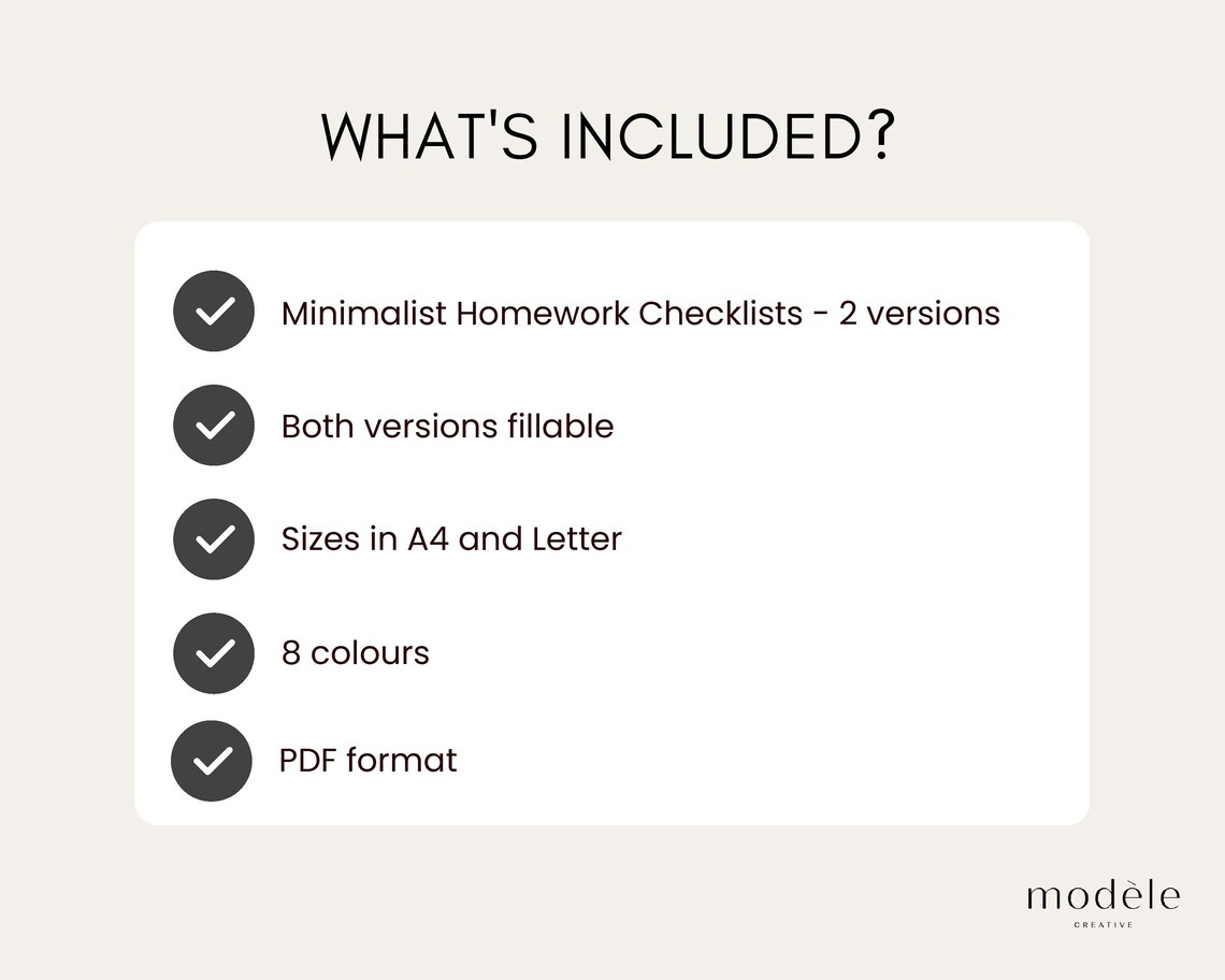 Homework Checklist Printable Student Planner for Students Planner Digital Homework Planner