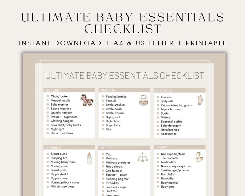 Baby Essentials Checklist Newborn Essentials Nursery Checklist Etsy