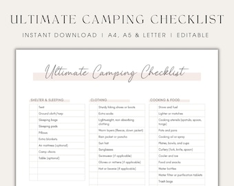 Ultimate Camping Checklist for Camping Planner Printable Packing Planner Camping Preparation Camping Checklist for Beginners Camping Guide