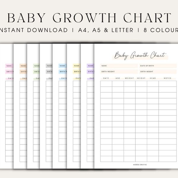 Minimalist Baby Growth Chart Printable Height Chart for Kids Weight Chart Template Baby Log Baby Tracking Sheet Kids Growth Tracker