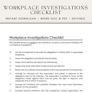 Workplace Investigation Checklist Workplace Complaint HR Investigation Process Complaint Procedure Fair Workplace Investigation