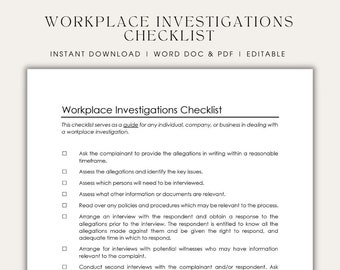 Workplace Investigation Checklist Workplace Complaint HR Investigation Process Complaint Procedure Fair Workplace Investigation
