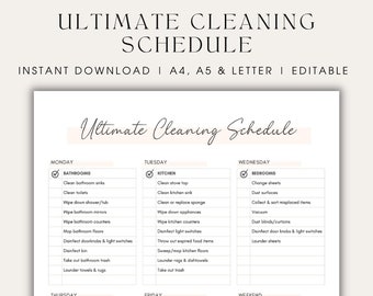 Cleaning Schedule Printable Editable Cleaning Checklist Minimalist Cleaning Daily Cleaning Planner Checklist for Cleaning Printable
